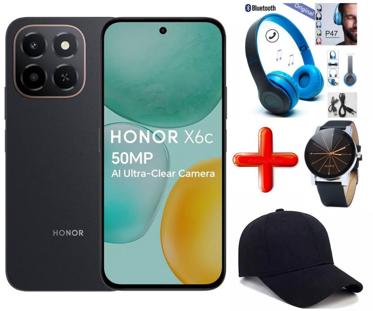 (SUPER DEALS!!!) HONOR X6c, 4G, 6GB RAM + 128/256GB ROM Storage, 6.61-inch screen, 5300 Mah Battery, Android 15, MediaTek Helio G81 Ultra (12 nm), 50 MP Main Camera, 5MP Selfie Camera + FREE GIFTS