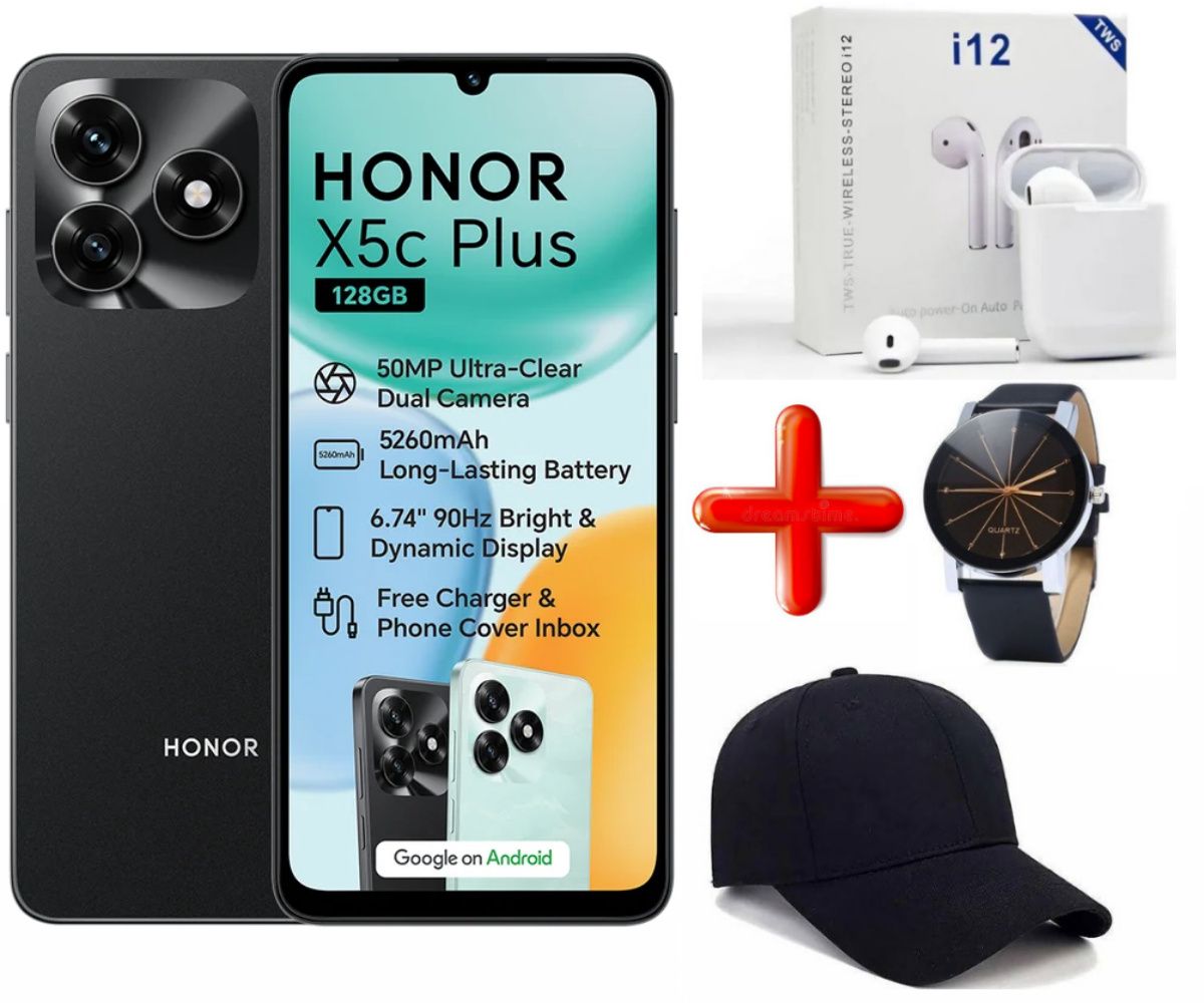 (SUPER DEALS!!!) HONOR X5c Plus 4GB RAM + 128GB ROM Storage, 6.74" Display, 50MP Main Camera, 5260mAh Battery Capacity, MediaTek Helio G81 (12 nm), Android 15, Mali-G52 MC2 + FREE GIFTS INCLUDED