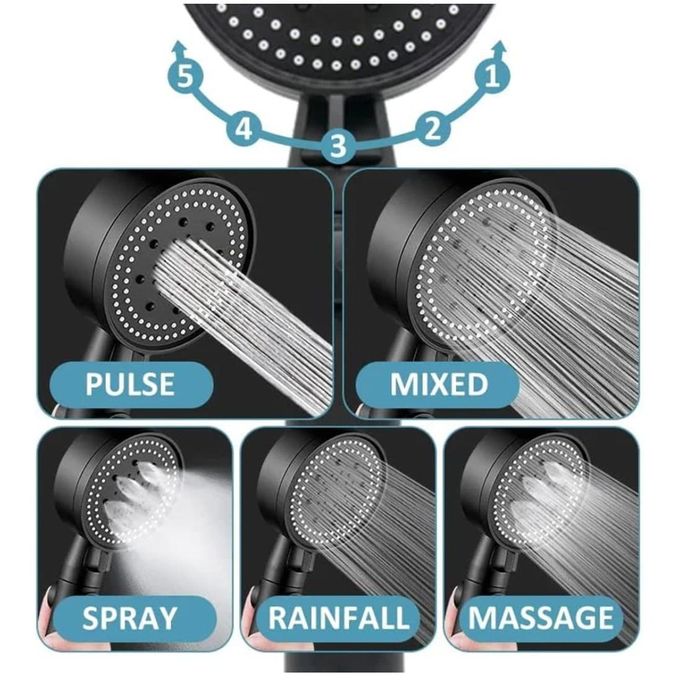 Handheld Shower Head high-pressure water flow multi-functional with 5 unique spray modes Handheld Shower for Bathroom Water Saving Sprayer Shower Head