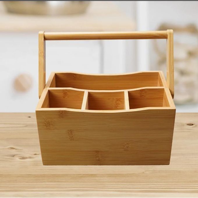 Portable countertop/kitchen cutlery organizer with handle