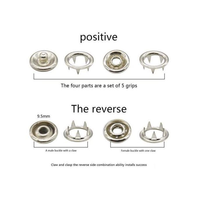 100 button sets + 1 pliers Metallic snup button pliers set