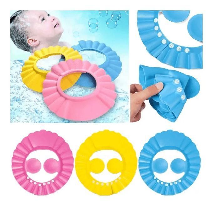 Baby Shower Cap Bathing Protection Adjustable Hair Washing Hat Silicone Bath Head Cap Visor Cap Waterproof Shampoo Cap Soft Bathing Hat for Toddlers Kids Baby With Ear Protection