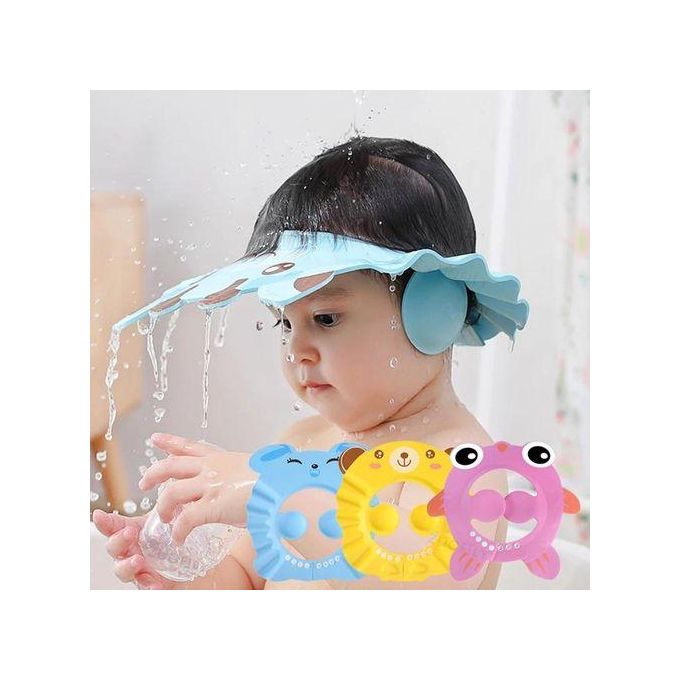 Baby Shower Cap Bathing Protection Adjustable Hair Washing Hat Silicone Bath Head Cap Visor Cap Waterproof Shampoo Cap Soft Bathing Hat for Toddlers Kids Baby With Ear Protection