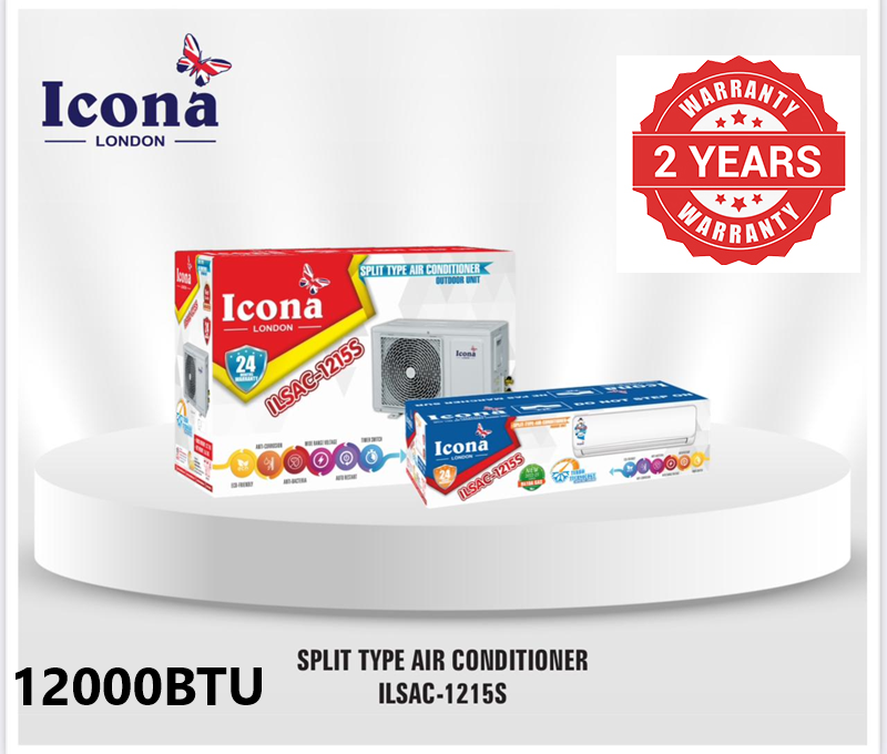 ICONA ILSAC-1215S 12000BTU SPLIT AIR CONDITIONER Eco Friendly, with timer. 2 years warranty.