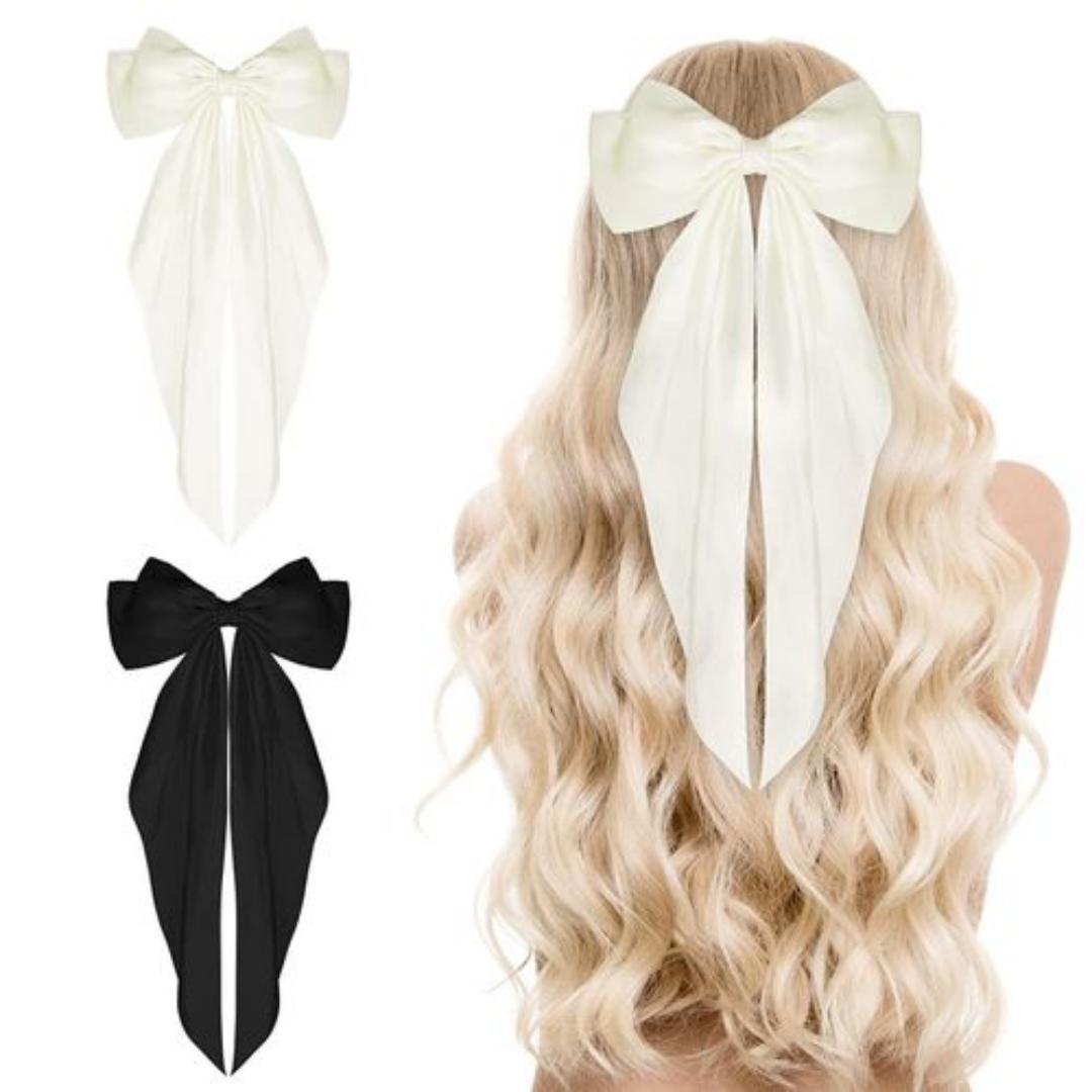 Hair Bows For Women Large Bow Hair Clip Soft Long Tails Metal Clips Bow Tie Hair Clip For Women