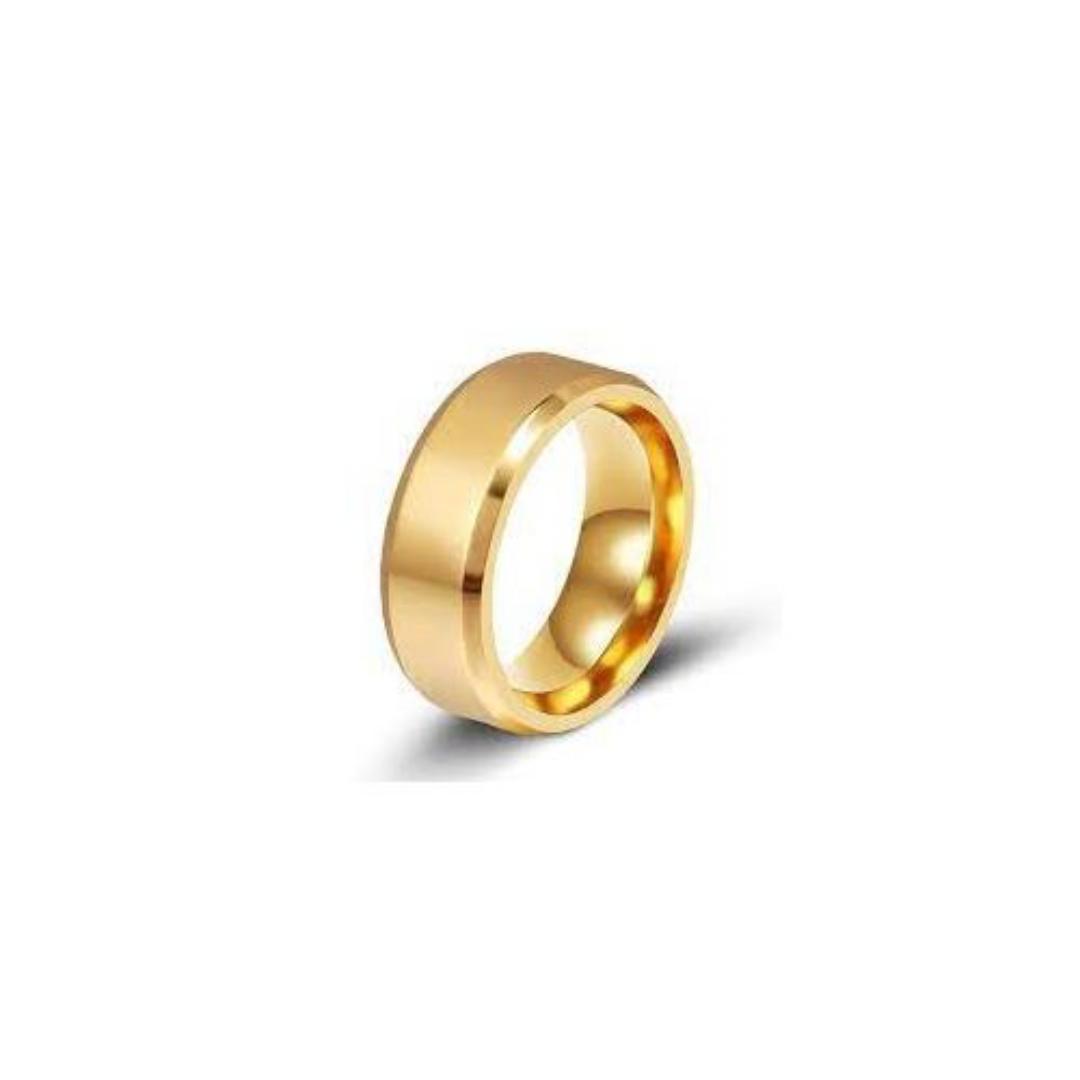 Simple Cool Unisex Titanium Gold Ring