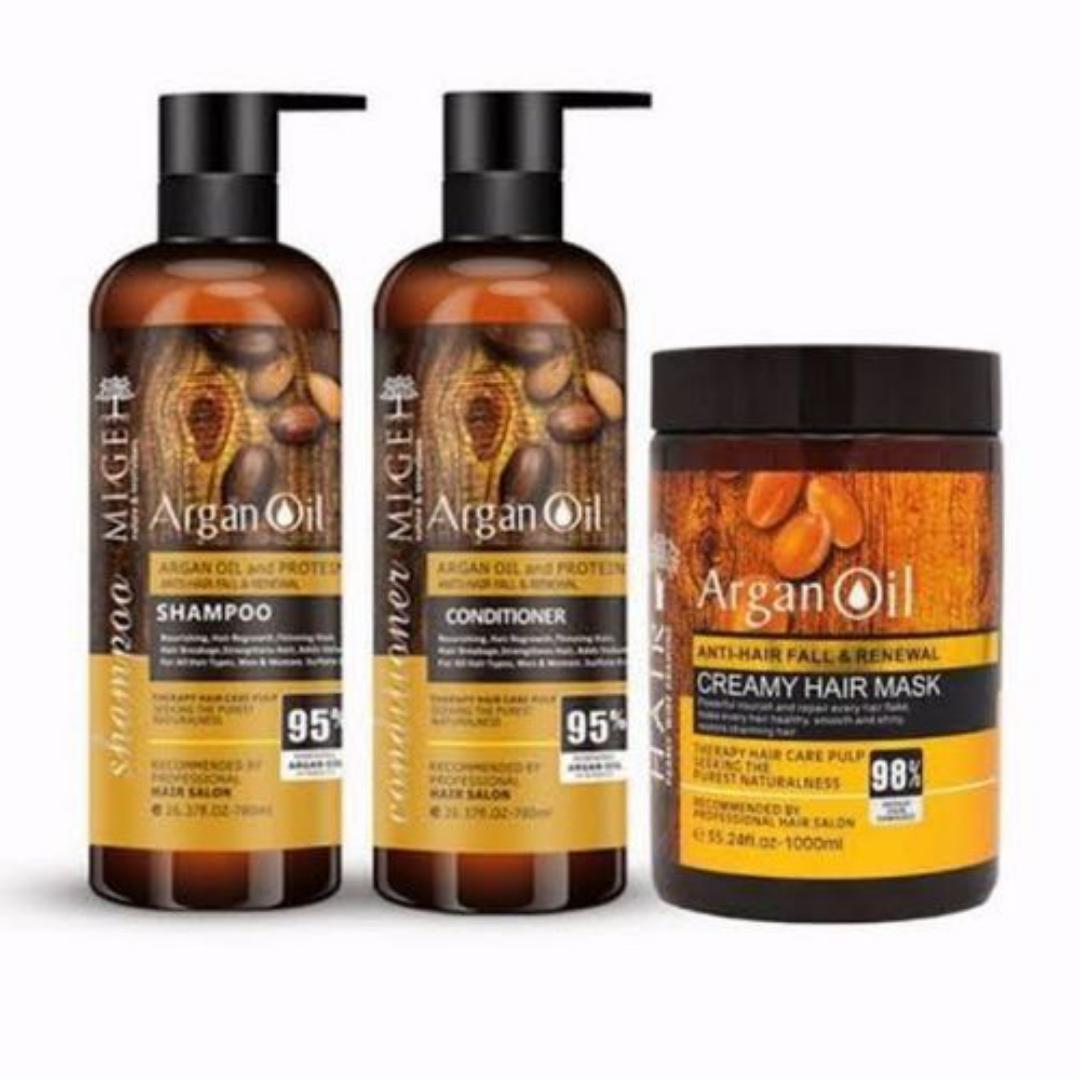 Moroccan Argan Oil 3in1CREAMY HAIR MASK- 1000ml, SHAMPOO-900ml, CONDITIONER- 900ml RENEWALS