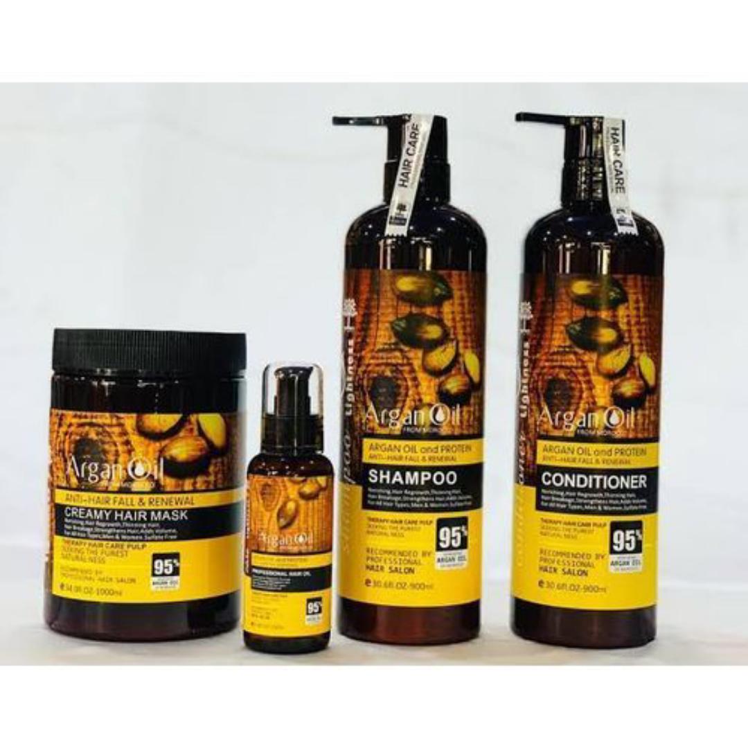 Moroccan Argan Oil 3in1CREAMY HAIR MASK- 1000ml, SHAMPOO-900ml, CONDITIONER- 900ml RENEWALS