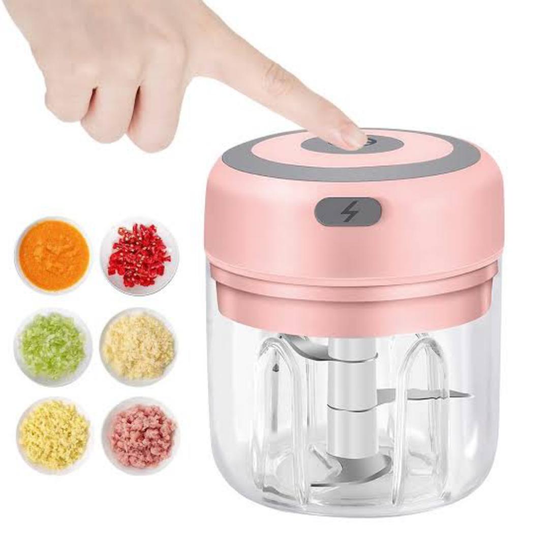 Electric Mini Vegetable Chopper, Food Chopper, Garlic Slicer Veggie, Salad, Lettuce, Onion, Chili Crusher, Tomato Dicer Chopper Cutter & Ginger Meat Mincer for Kitchen, Portable USB Chopper (250ML)