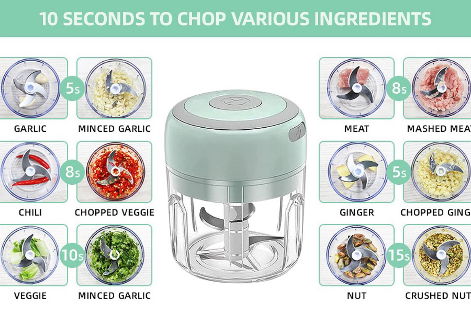 Electric Mini Vegetable Chopper, Food Chopper, Garlic Slicer Veggie, Salad, Lettuce, Onion, Chili Crusher, Tomato Dicer Chopper Cutter & Ginger Meat Mincer for Kitchen, Portable USB Chopper (250ML)