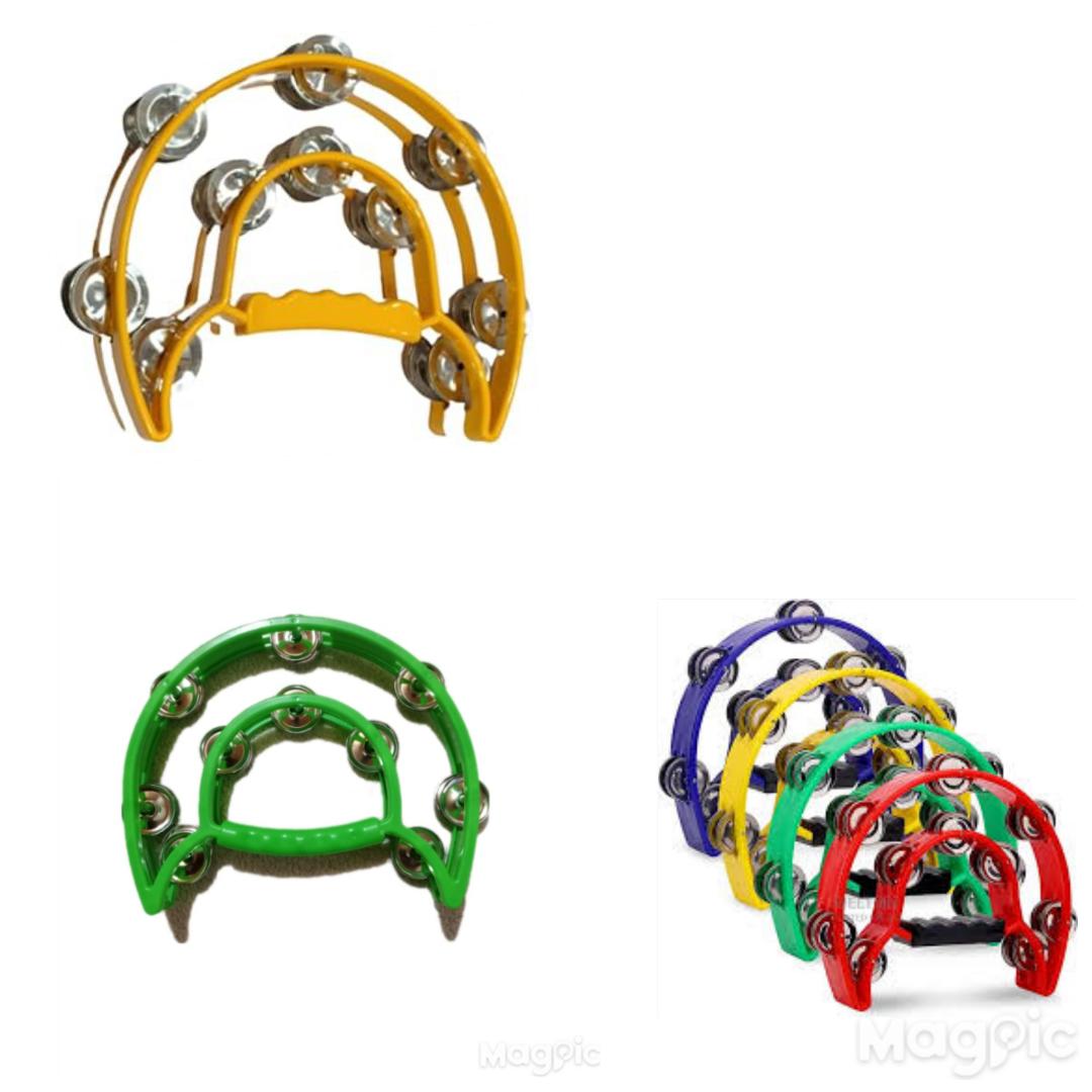 Half Moon Tambourine Double Cutaway and Double Row of Jingles