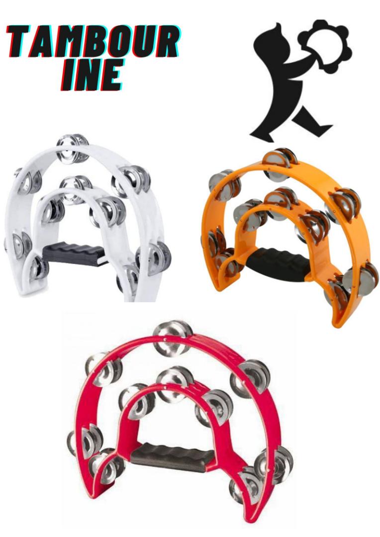 Large and Strong Half Moon Tambourine Double Cutaway and Double Row of Jingles