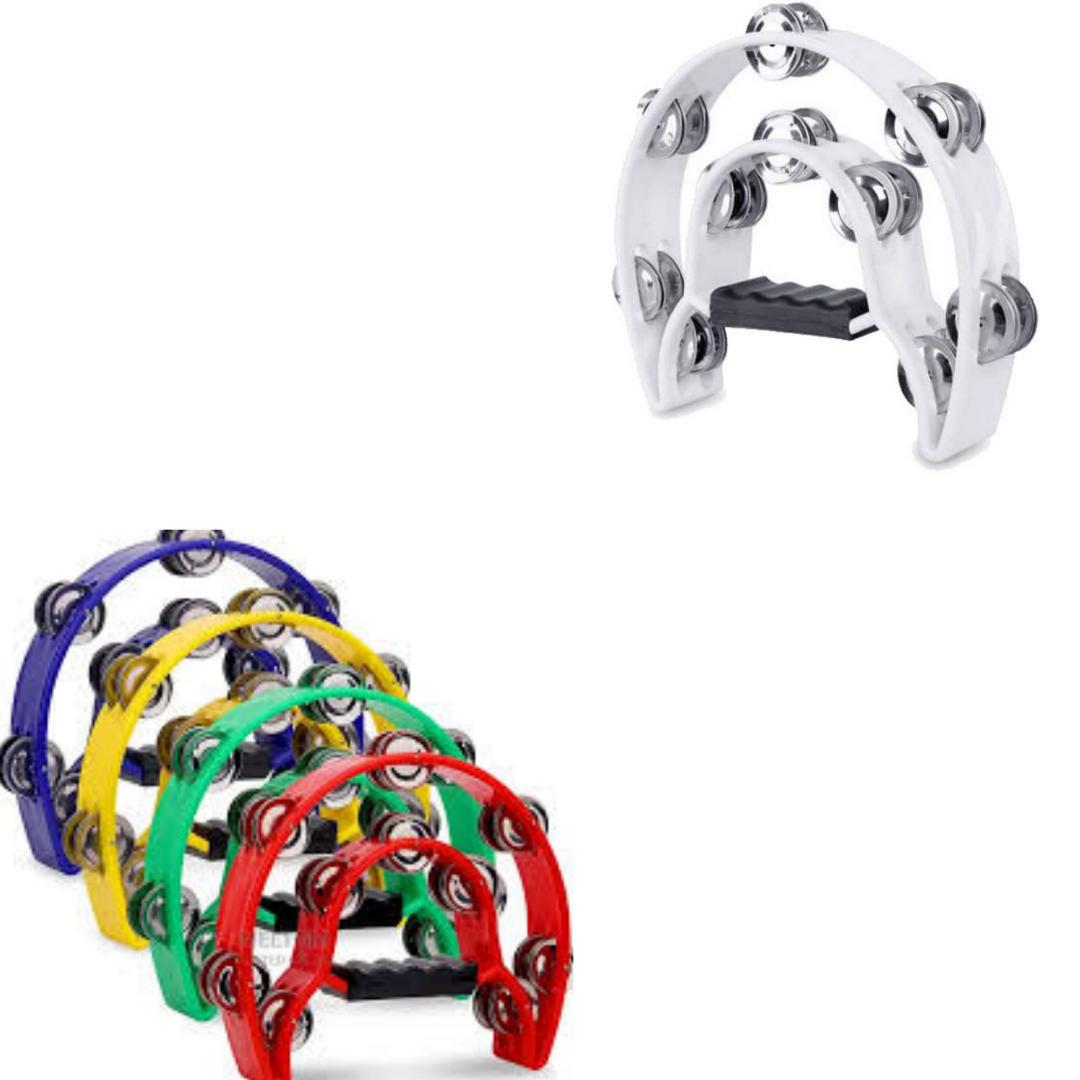 Large and Strong Half Moon Tambourine Double Cutaway and Double Row of Jingles