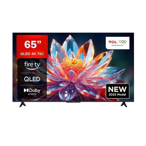 TCL 65T6C 65 inch QLED Smart TV 2025 120Hz VRR AiPQ HDR10+ MEMC 2GB+16GB Dolby Atmos Frameless, Bluetooth, Netflix & YouTube