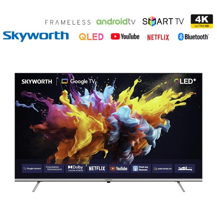 Skyworth 55 inch QLED 55Q6500G TV Smart Google TV UHD 4K Frameless HDR10+ Voice remote Bluetooth TV