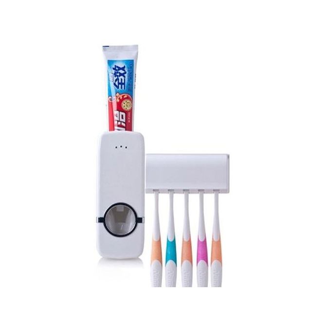 Automatic Toothpaste Dispenser Wall Mount Bathroom Accessories Toothpaste Squeezer Toothbrush Holder Toothpaste Storage- new
