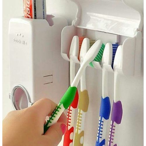 Automatic Toothpaste Dispenser Wall Mount Bathroom Accessories Toothpaste Squeezer Toothbrush Holder Toothpaste Storage- new