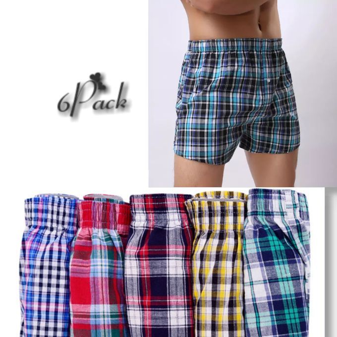Fashion colourful printed 6Pcs Pure Cotton Checked Men's Boxers – Multicolor for men