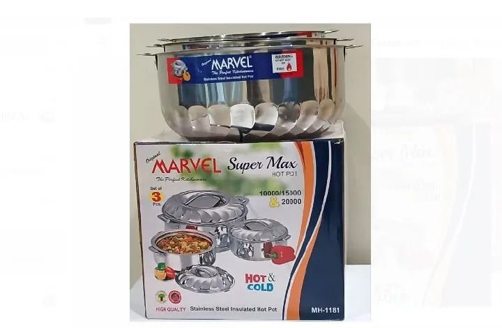 Marvel Super Max Stainless Steel Insulated Hotpots: Serve Hot or Cold with Ease! Hot Pots for Serving Food and Keeping Food Hot, Complete Servare Dish Set featuring a Unique Stainless Steel Locking Sy
