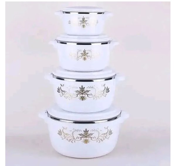 NEW Casserole Stainless Steel Hotpot Set-4 Pcs. Keep your food hot and fresh for upto 6 Hours with this elegant, stylish 4 Piece Food Warmer Server Hot Pot. insulated with tough, oduorles Material
