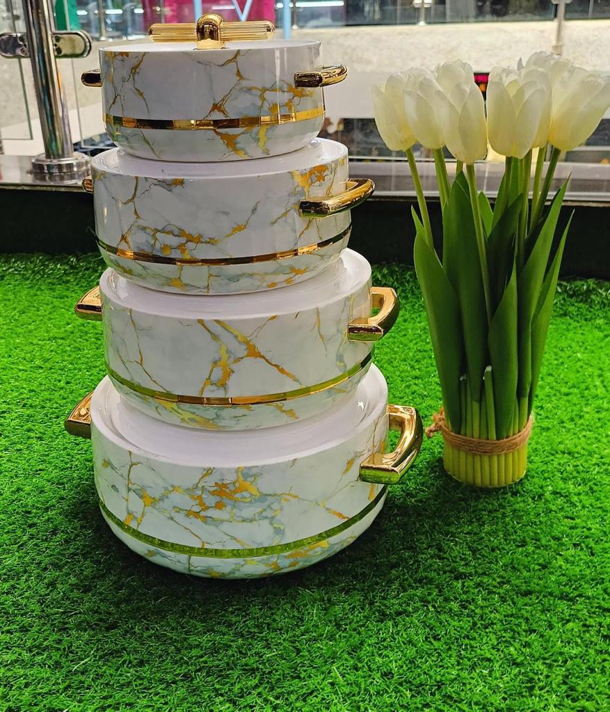 4pcs Turkish insulated hotpot 4 Pieces Insulated Hot Pots Casserole Set Comfortable carrying during travel,picnics etc Freshness Redefined - Retain aroma, taste & nutrition Intact locking system