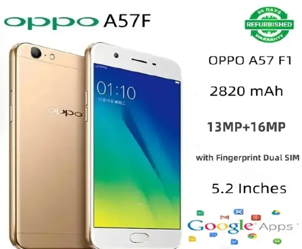 Fan Festive Sales  Quality Refurbished Oppo A57  smart phone with screen Guard,Instruction Manual, Earphones, fast charger, a pin, available in  a variety of colours with 1 full year warranty