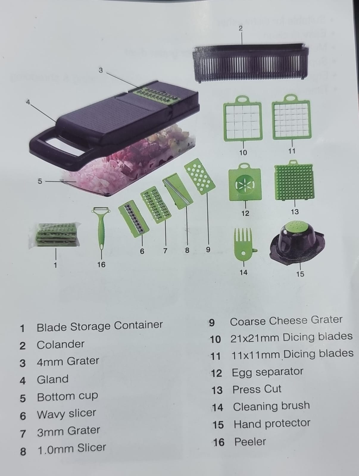 16 in 1 Multifunctional Vegetable Chopper, Carrot Chopper With Container, Onion Chopper, Food Chopper, Kitchen Vegetable Slicer Dicer Cutter, Veggie Chopper With 8 Blades,16pc veggie cutter slicer