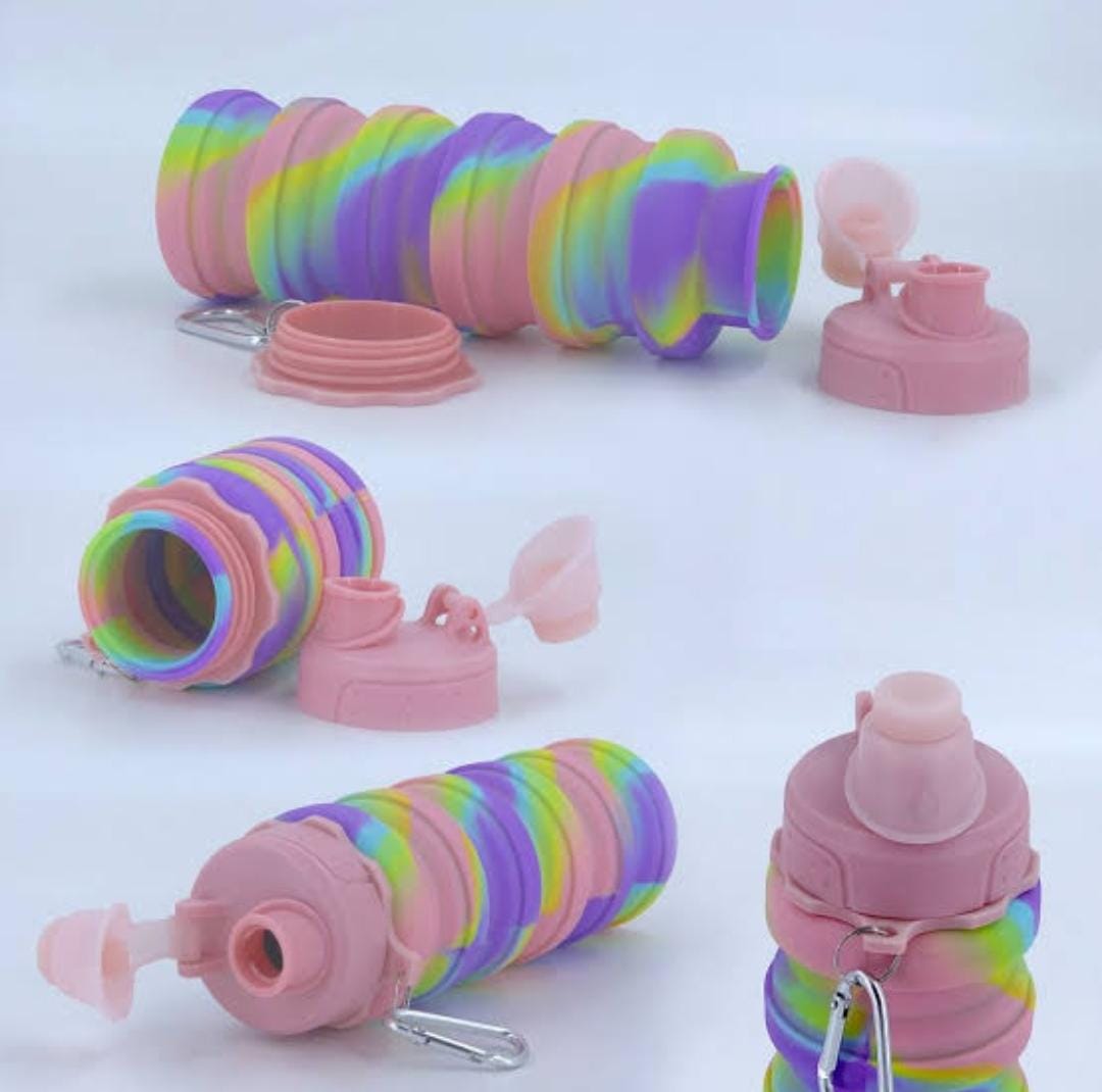 Silicone Collapsible Water Bottles, 500ml Portable Foldable Expandable Water Bottle Sports Cups, Leak Proof Reusable BPA Free, for Outdoor Activities Travel