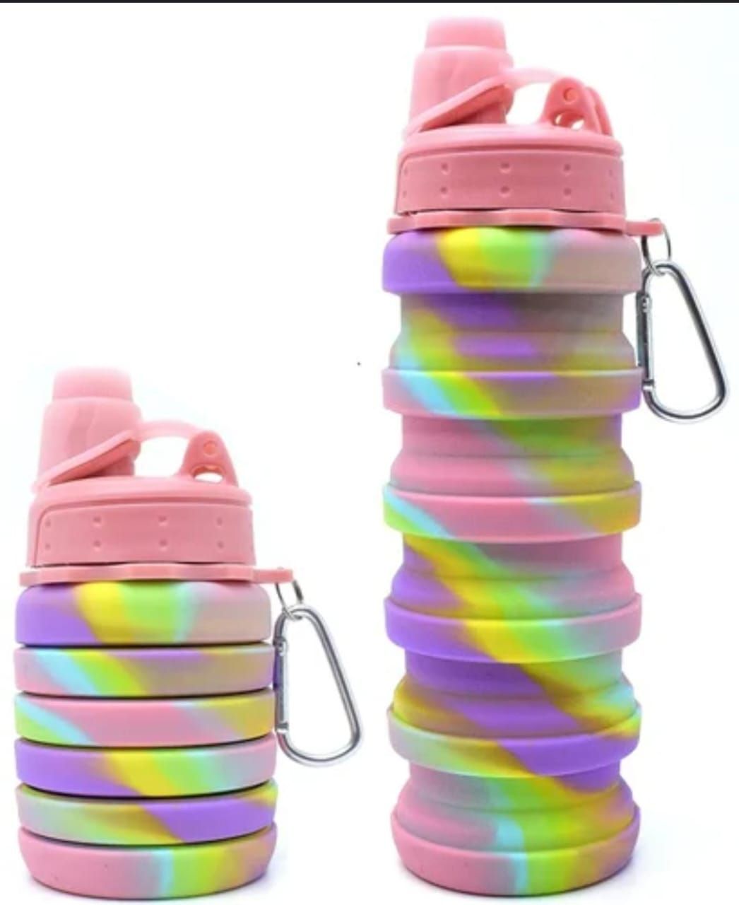 Silicone Collapsible Water Bottles, 500ml Portable Foldable Expandable Water Bottle Sports Cups, Leak Proof Reusable BPA Free, for Outdoor Activities Travel