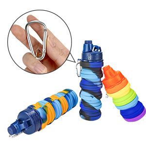 Silicone Collapsible Water Bottles, 500ml Portable Foldable Expandable Water Bottle Sports Cups, Leak Proof Reusable BPA Free, for Outdoor Activities Travel