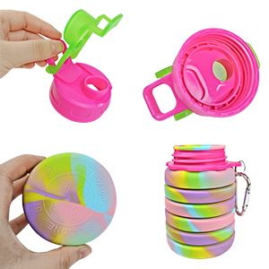 Silicone Collapsible Water Bottles, 500ml Portable Foldable Expandable Water Bottle Sports Cups, Leak Proof Reusable BPA Free, for Outdoor Activities Travel