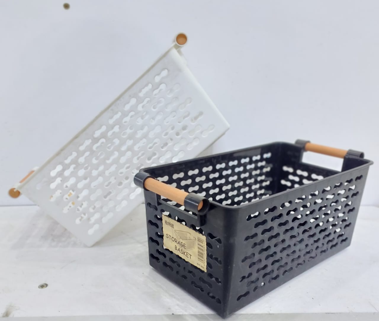 Multi~purpose storage basket ,plastic storage basket .stackable storage baskets with handle.12cm x 6cm x 5cm plastic storage bins for shelf closet or pantry