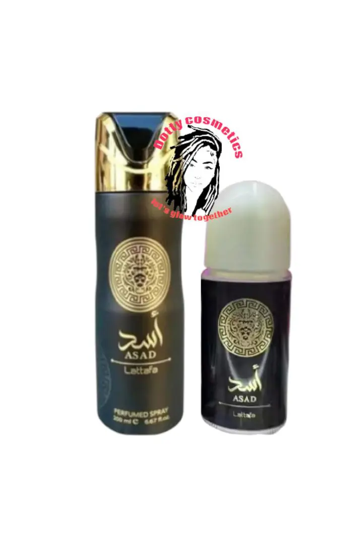 2pcs Asad Lattafa Perfumes for Men 200ML Deodorant Body Spray -+ ASAD Lattafa Roll on Long-Lasting Fragrance & Refreshing Scent, ARABIC PERFUMES ON A LOW BUDGET