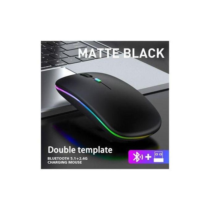 Wireless Rechargeable Mouse with Bluetooth and USB Dongle, Silent and Slim without click sound.