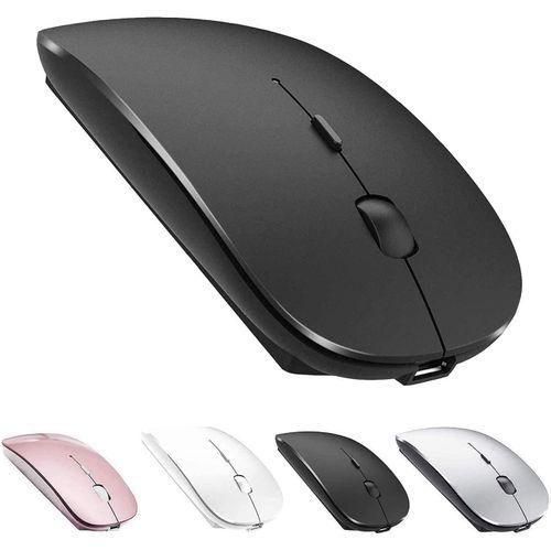 Wireless Rechargeable Mouse with Bluetooth and USB Dongle, Silent and Slim without click sound.