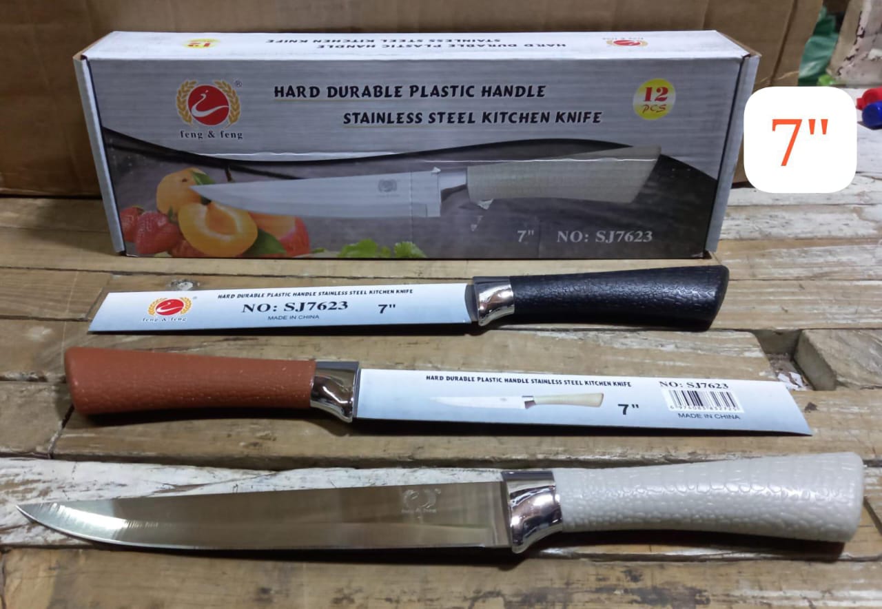 Sharp Knife Set For Home Kitchen.Stainless Steel and Hard Plastic handle is hygienic, dishwasher safe and slip-resistant. The handle is ergonomically designed to help minimize tension at the wrist and