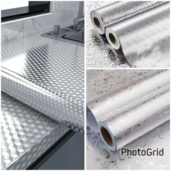 Silver Aluminium Foil /Kitchen table top liner Size: 60cm x 500cm