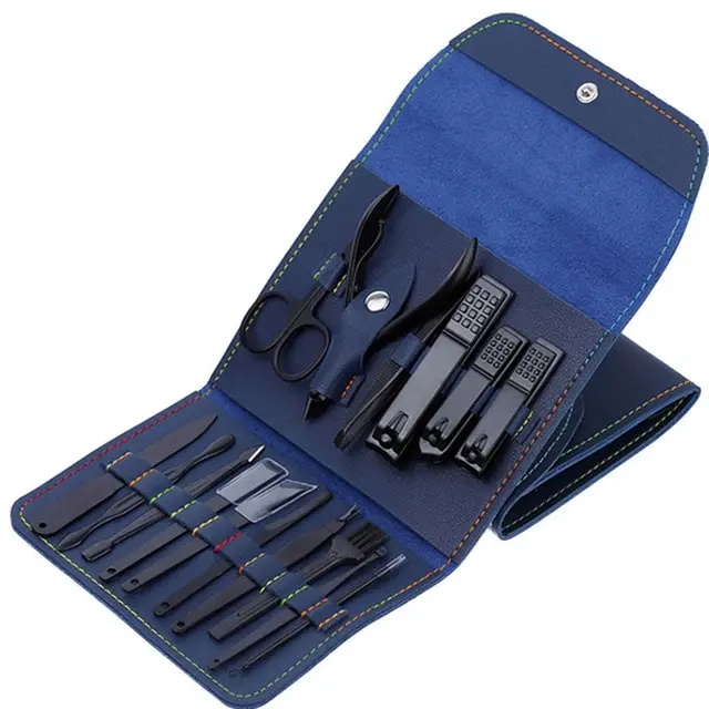 16Pcs Nail Cutter Stainless Steel Scissors Grooming kit Art Cuticle Tools Nail Clipper Manicure Set Macaron Set
