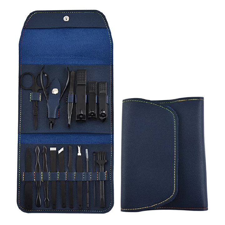 16Pcs Nail Cutter Stainless Steel Scissors Grooming kit Art Cuticle Tools Nail Clipper Manicure Set Macaron Set