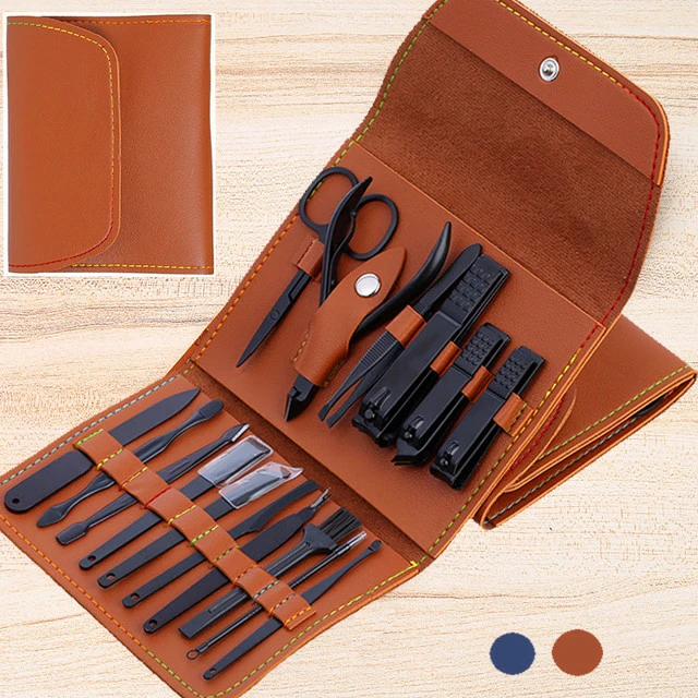 16Pcs Nail Cutter Stainless Steel Scissors Grooming kit Art Cuticle Tools Nail Clipper Manicure Set Macaron Set
