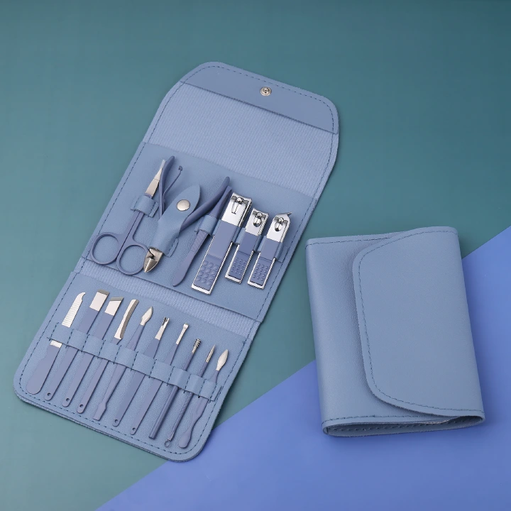 16Pcs Nail Cutter Stainless Steel Scissors Grooming kit Art Cuticle Tools Nail Clipper Manicure Set Macaron Set