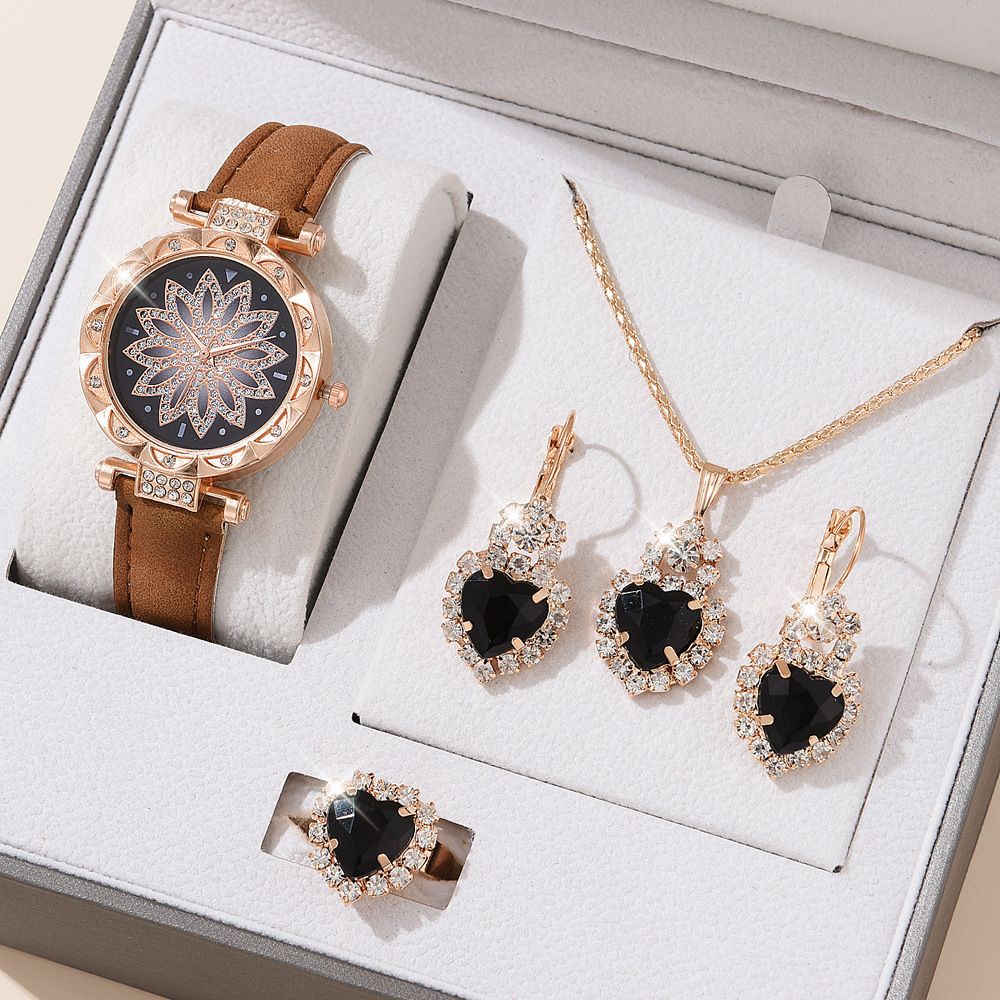5PCS Watch Bracelet Set Women&#39;s Watch Fashion Gift Box All-match Quartz Watch  Accessoires Love Watches