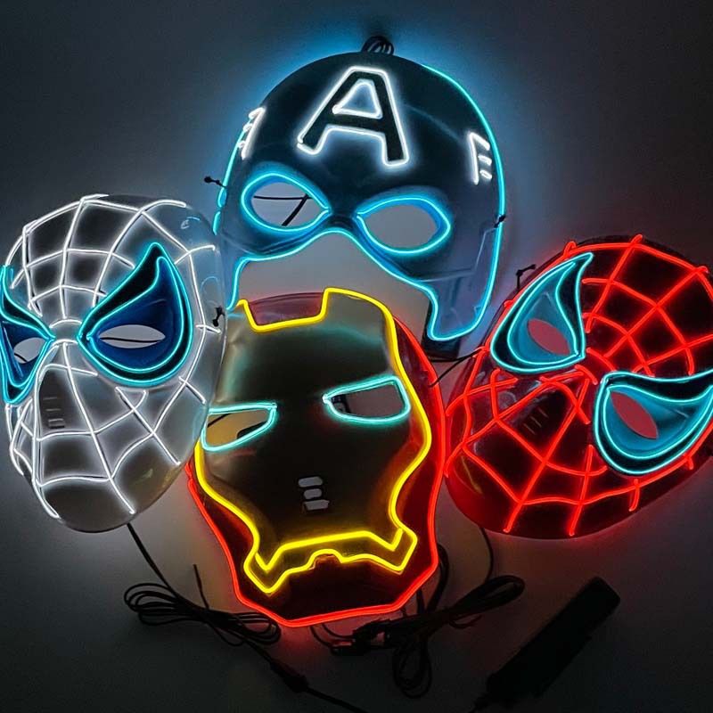 LED Mask Party performance props Luminescence The Avengers Lron Man Hulk Captain America Spider-man Batman