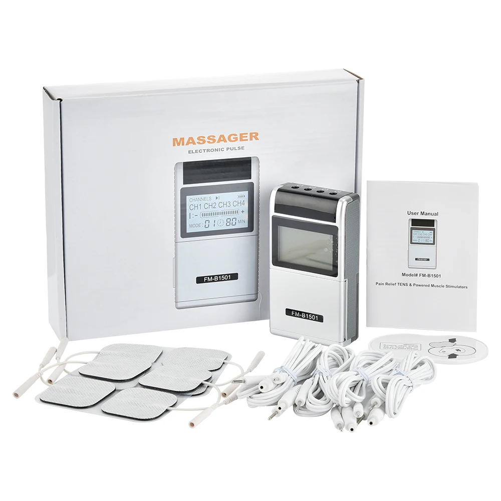 15 Modes 4 Output Electric EMS TENS Machine Muscle Stimulator with Electrode Pads Health Care