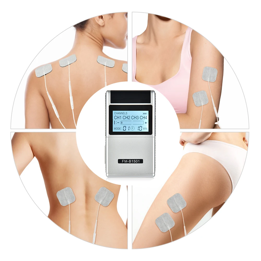 15 Modes 4 Output Electric EMS TENS Machine Muscle Stimulator with Electrode Pads Health Care