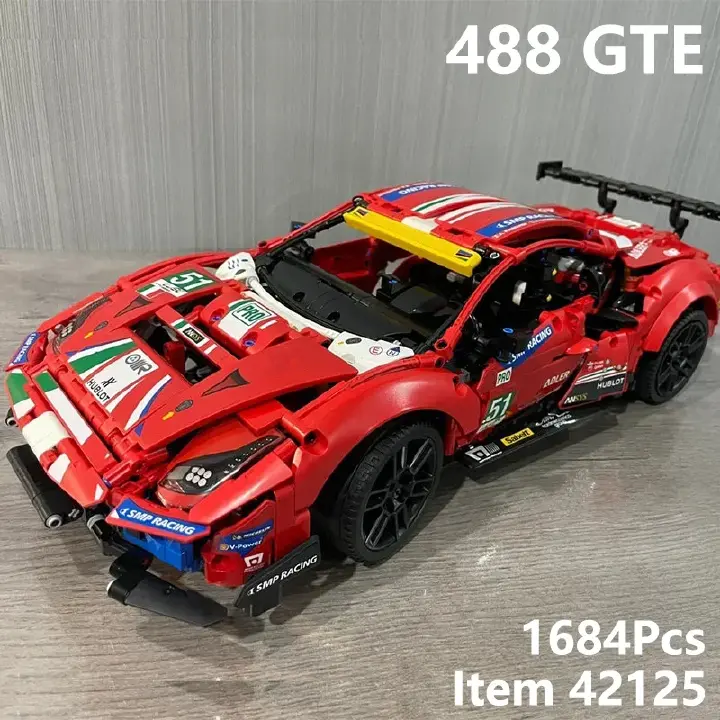 Technical 488 GTE 42125 1684PCS Series Building Blocks MOC Sports Race Car DIY Vehicle Bricks Model Kids Adult Assembly Toy Gift
