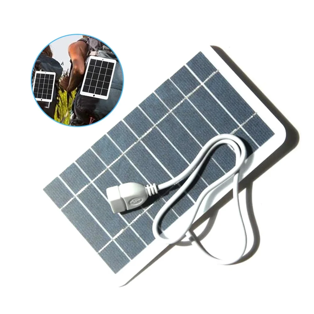 Solar Chargers Portable Solar Panel 5V 5W Portable Solar Panel With USB Safe Charging Stabilizer Battery Charger For Outdoor Camping Phone Charger