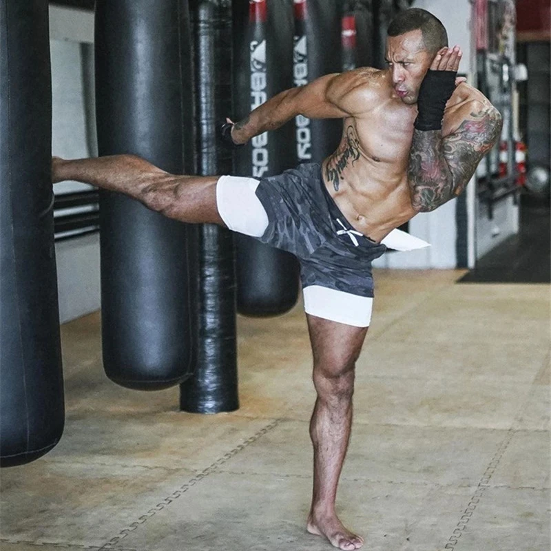 Men Sport Shorts Sportswear Double-deck Running Shorts 2 In 1 Beach Bottoms Summer Gym Fitness Training Jogging Short Pants Men