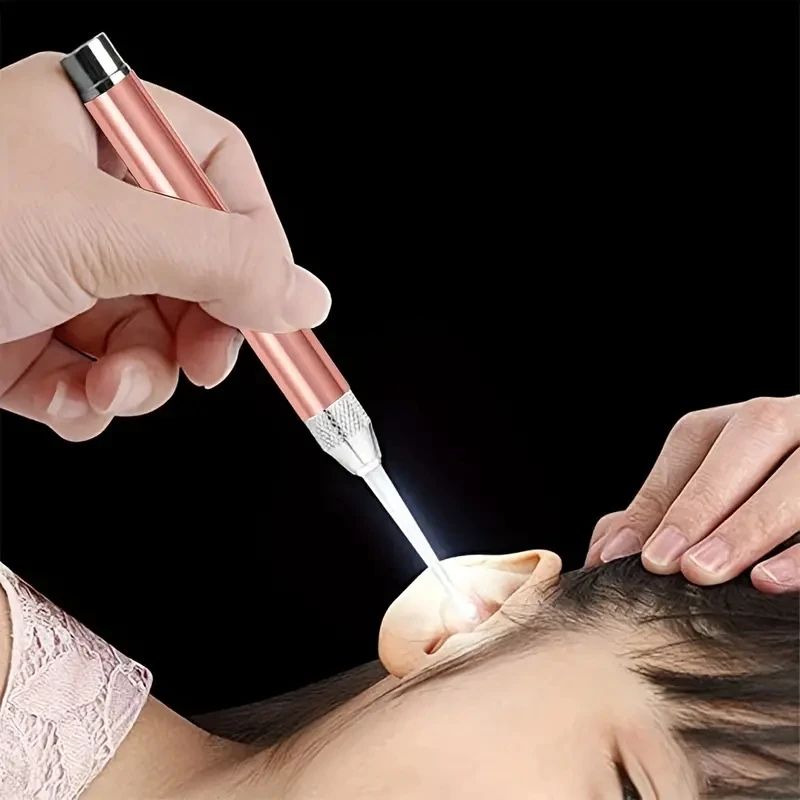 Luminous Ear Scoop, Stainless Steel Ear Scoop with Light, Luminous Ear Cleaner, Visual Ear Picking Tool
 Pink