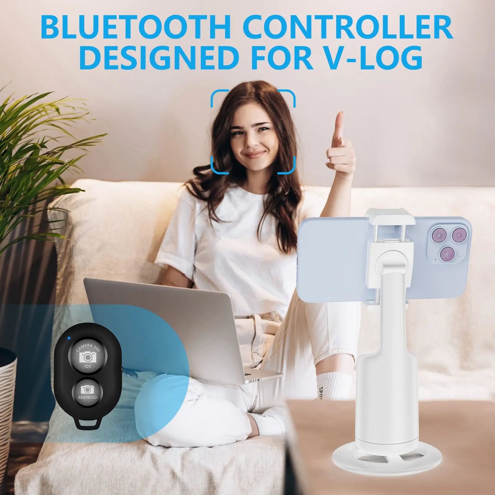 Intelligent Ai New Mini Selfie Stick Automatic Face Tracking Shooting 360 Degree Rotation Follow Live Phone Holder Gimbal